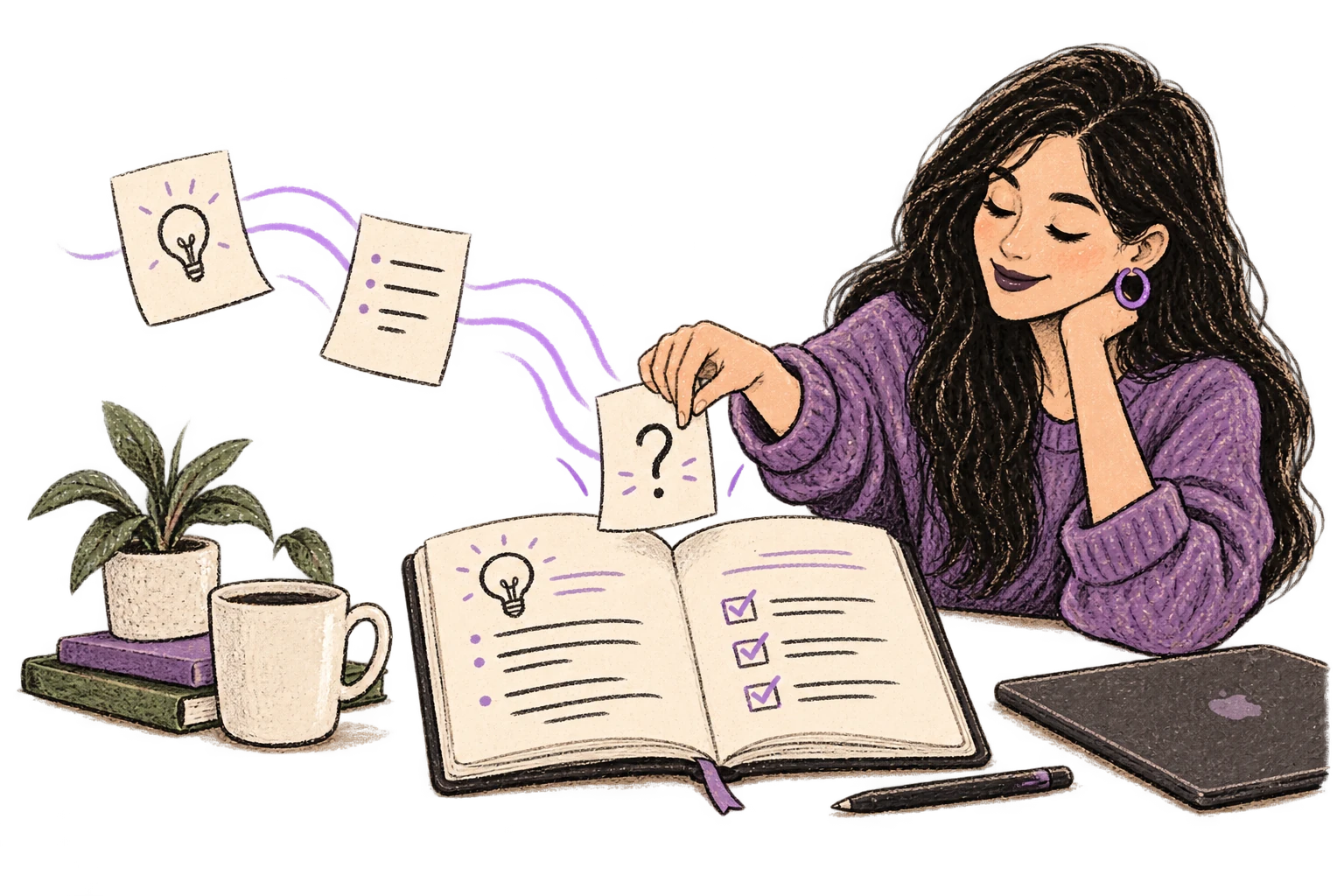 Loose notes become a richer organized plan.