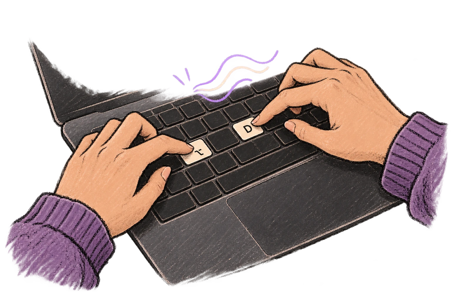 Fingers press Option and D to start voice input.